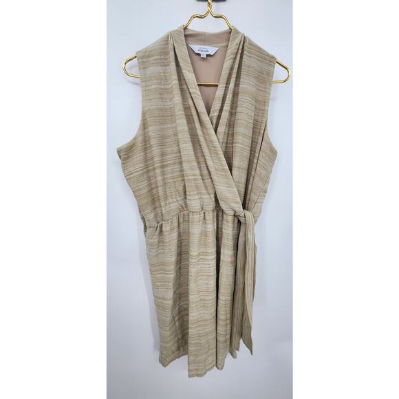 Exclusively Misook Sandstone Tan Stripe Knit Faux Wrap Sleeveless Dress  Large - Picture 5 of 10